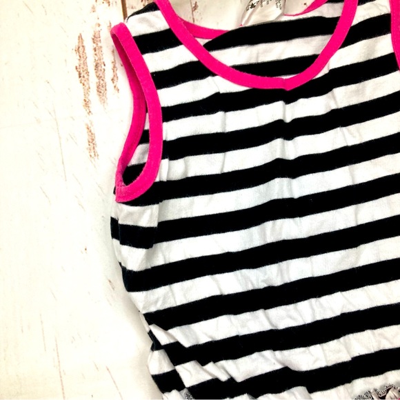 Dress Sleeveless Polka Dot Black White & Hot Pink Striped Sz 5 - Picture 7 of 11
